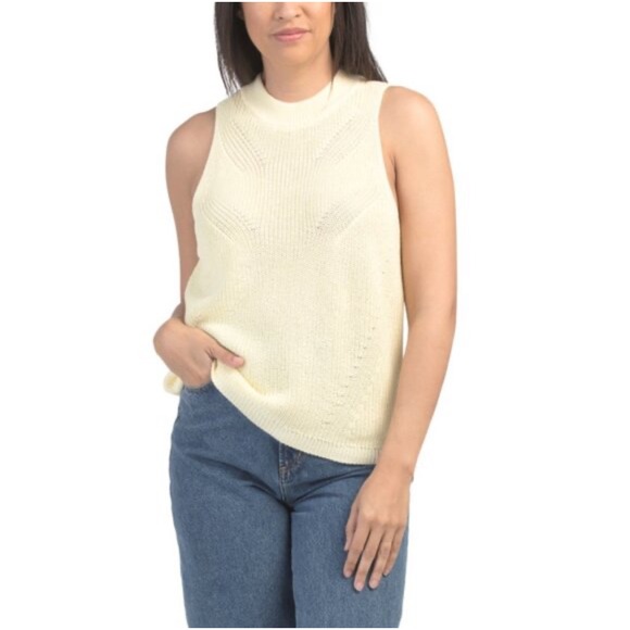 JOE'S Jeans Pale Yellow Sweater Vest Sleeveless Knit Tank Top - Picture 1 of 6